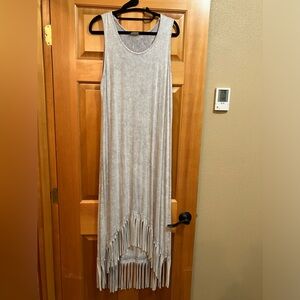 Blue buttercup Grey sleeveless with fringe dress size Large